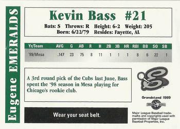 1999 Grandstand Eugene Emeralds #NNO Kevin Bass Back