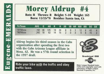 1999 Grandstand Eugene Emeralds #NNO Morey Aldrup Back