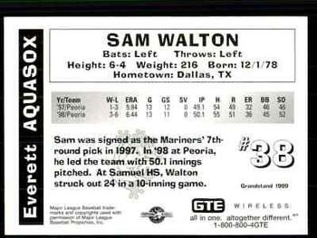 1999 Grandstand Everett AquaSox #NNO Sam Walton Back