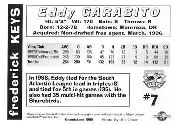 1999 Grandstand Frederick Keys #NNO Eddy Garabito Back