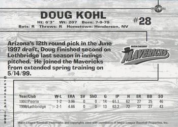 1999 Grandstand High Desert Mavericks #NNO Doug Kohl Back