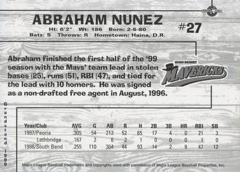 1999 Grandstand High Desert Mavericks #NNO Abraham Nunez Back