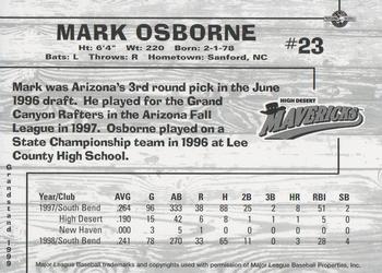 1999 Grandstand High Desert Mavericks #NNO Mark Osborne Back