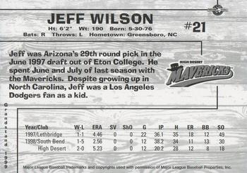 1999 Grandstand High Desert Mavericks #NNO Jeff Wilson Back