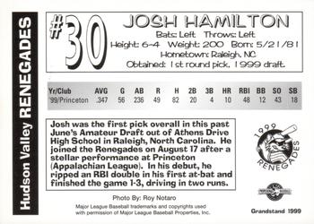 1999 Grandstand Hudson Valley Renegades Update #NNO Josh Hamilton Back