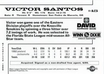 1999 Grandstand Jacksonville Suns #3 Victor Santos Back