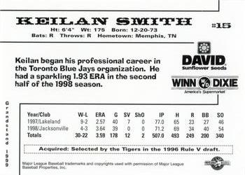 1999 Grandstand Jacksonville Suns #21 Keilan Smith Back