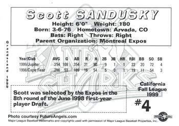 1999 Grandstand Lake Elsinore Land Sharks #NNO Scott Sandusky Back