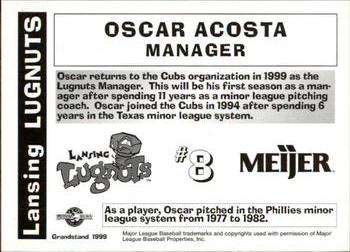 1999 Grandstand Lansing Lugnuts #NNO Oscar Acosta Back