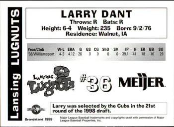 1999 Grandstand Lansing Lugnuts #NNO Larry Dant Back