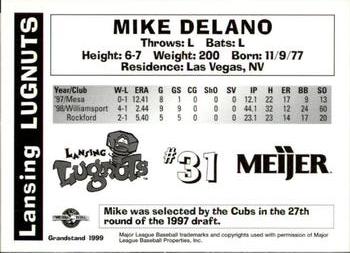 1999 Grandstand Lansing Lugnuts #NNO Mike Delano Back