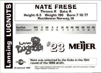 1999 Grandstand Lansing Lugnuts #NNO Nate Frese Back