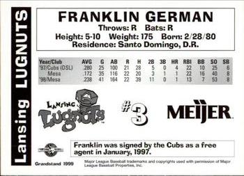 1999 Grandstand Lansing Lugnuts #NNO Franklin German Back