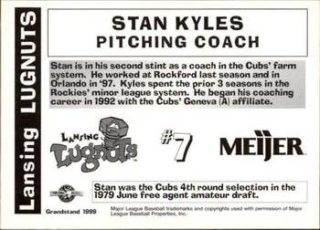1999 Grandstand Lansing Lugnuts #NNO Stan Kyles Back