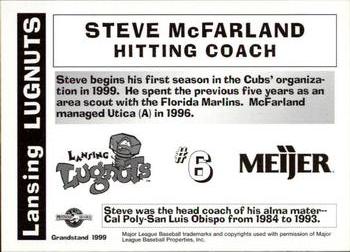 1999 Grandstand Lansing Lugnuts #NNO Steve McFarland Back