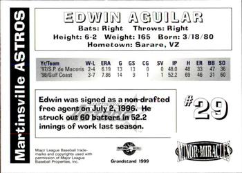 1999 Grandstand Martinsville Astros #NNO Edwin Aguilar Back