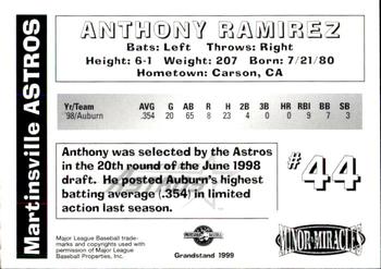 1999 Grandstand Martinsville Astros #NNO Anthony Ramirez Back