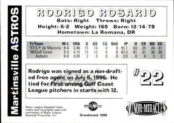 1999 Grandstand Martinsville Astros #NNO Rodrigo Rosario Back