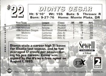 1999 Grandstand Midland RockHounds #NNO Dionys Cesar Back