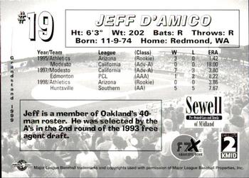1999 Grandstand Midland RockHounds #NNO Jeff D'Amico Back
