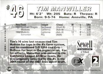 1999 Grandstand Midland RockHounds #NNO Tim Manwiller Back