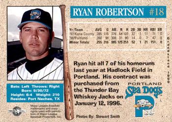 1999 Grandstand Portland Sea Dogs #NNO Ryan Robertson Back