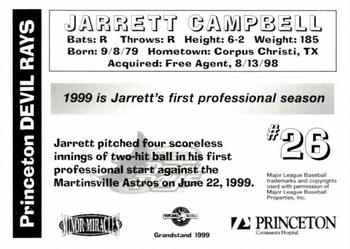 1999 Grandstand Princeton Devil Rays #NNO Jarett Campbell Back