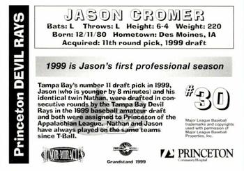 1999 Grandstand Princeton Devil Rays #NNO Jason Cromer Back