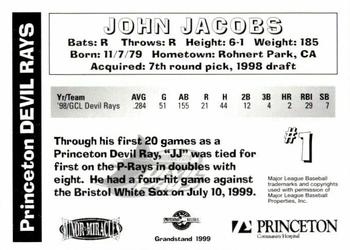 1999 Grandstand Princeton Devil Rays #NNO John Jacobs Back