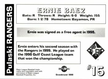 1999 Grandstand Pulaski Rangers #NNO Ernie Baez Back