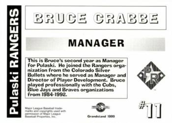 1999 Grandstand Pulaski Rangers #NNO Bruce Crabbe Back