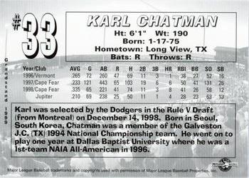 1999 Grandstand San Bernardino Stampede #NNO Karl Chatman Back