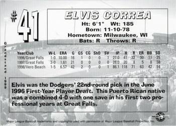 1999 Grandstand San Bernardino Stampede #NNO Elvis Correa Back