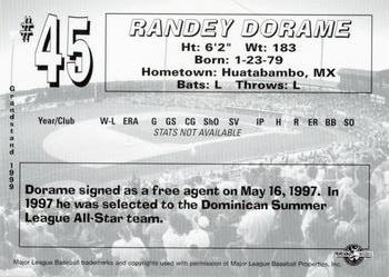1999 Grandstand San Bernardino Stampede #NNO Randey Dorame Back