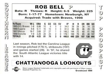 1999 Grandstand Southern League Top Prospects #NNO Rob Bell Back