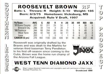 1999 Grandstand Southern League Top Prospects #NNO Roosevelt Brown Back