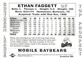 1999 Grandstand Southern League Top Prospects #NNO Ethan Faggett Back