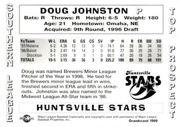 1999 Grandstand Southern League Top Prospects #NNO Doug Johnston Back