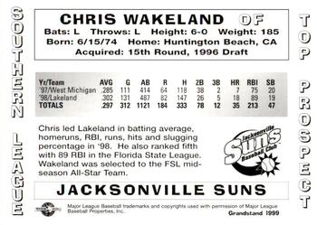1999 Grandstand Southern League Top Prospects #NNO Chris Wakeland Back