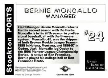 1999 Grandstand Stockton Ports #NNO Bernie Moncallo Back