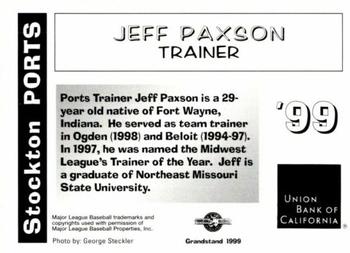 1999 Grandstand Stockton Ports #NNO Jeff Paxson Back
