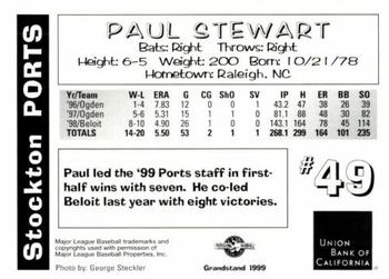 1999 Grandstand Stockton Ports #NNO Paul Stewart Back