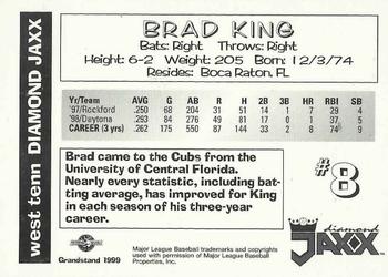 1999 Grandstand West Tenn Diamond Jaxx #NNO Brad King Back