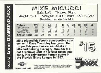 1999 Grandstand West Tenn Diamond Jaxx #NNO Mike Micucci Back