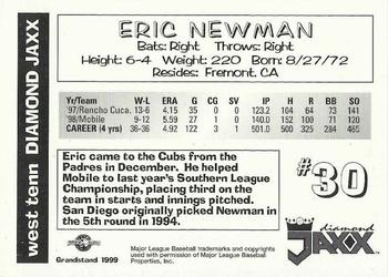1999 Grandstand West Tenn Diamond Jaxx #NNO Eric Newman Back