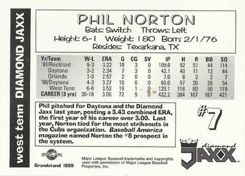 1999 Grandstand West Tenn Diamond Jaxx #NNO Phil Norton Back