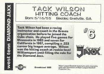 1999 Grandstand West Tenn Diamond Jaxx #NNO Tack Wilson Back