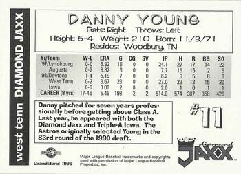 1999 Grandstand West Tenn Diamond Jaxx #NNO Danny Young Back