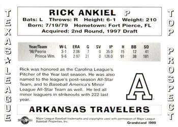1999 Grandstand Texas League Top Prospects #NNO Rick Ankiel Back