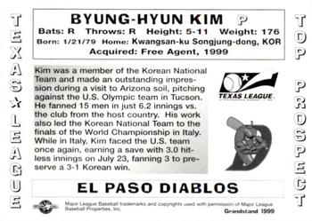 1999 Grandstand Texas League Top Prospects #NNO Byung-Hyun Kim Back